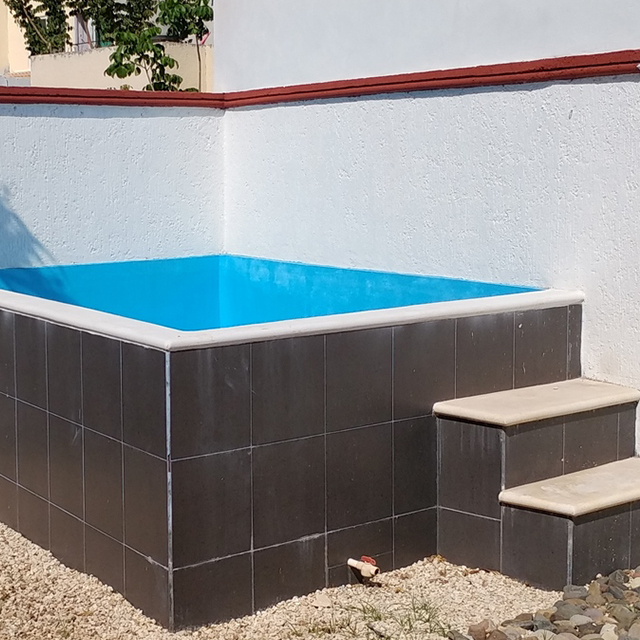 Private massage square glass steel pool