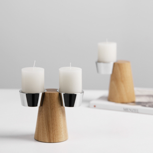Simple modern metal solid wood creative candlestick
