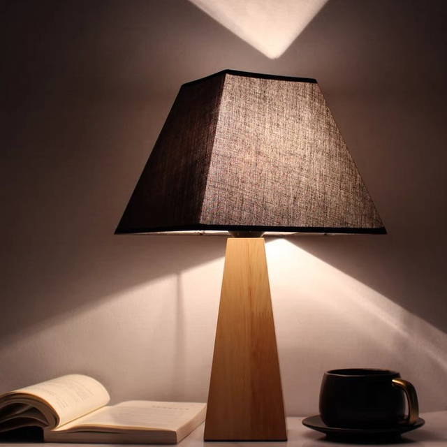 Solid wood bedside lamp
