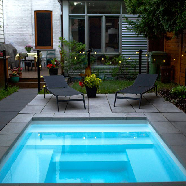 Private massage square glass steel pool