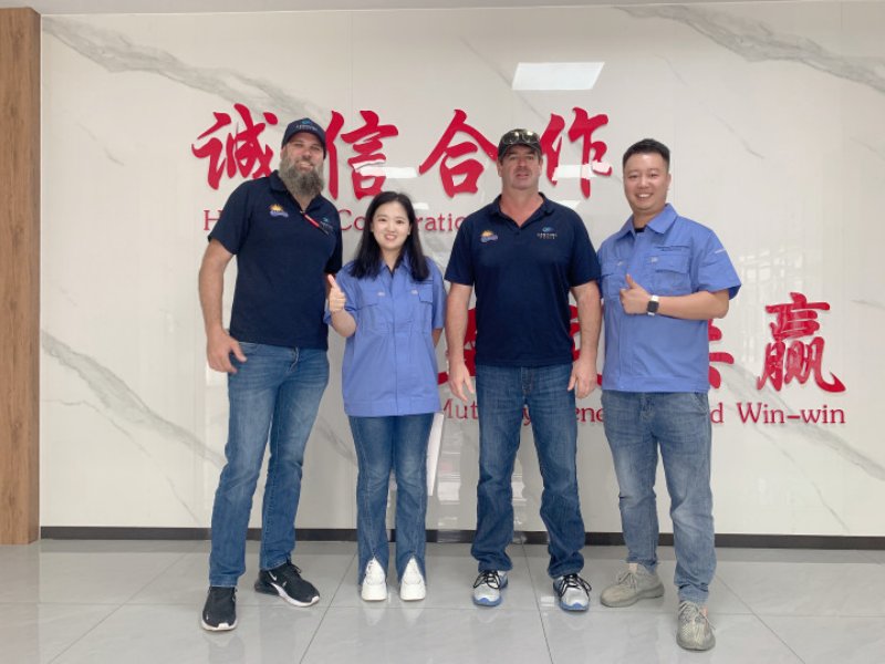 Australian customers come to the factory to view the 9.2X2.1X2M container swimming pool