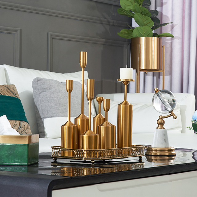 European and American style metal six piece candlestick set