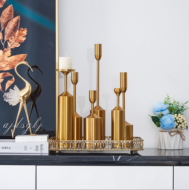 European and American style metal six piece candlestick set