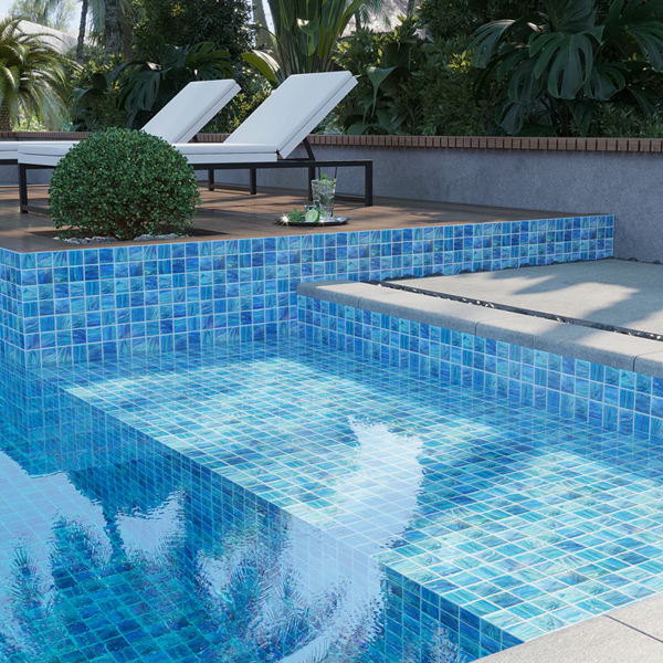 Fiberglass Pool Shells 14ft x 7.4ft x 4.6ft-Provide Mosaic tiles as interiordecoration