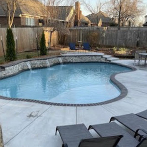 Irregular recessed fiberglass pool