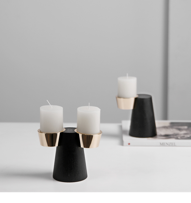 Simple modern metal solid wood creative candlestick