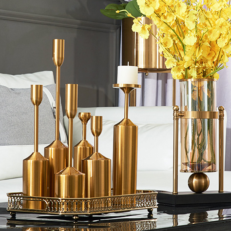 European and American style metal six piece candlestick set