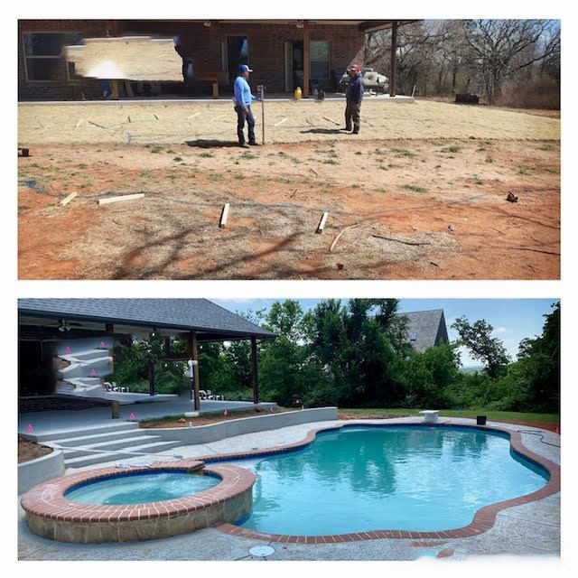 Irregular recessed fiberglass pool