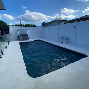 Rectangular swimming pool made of fiberglass