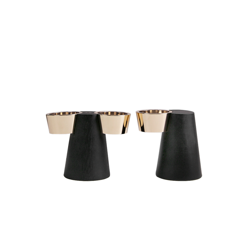 Simple modern metal solid wood creative candlestick